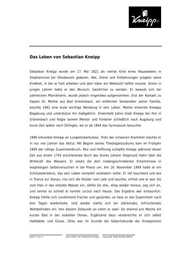 Das Leben von Sebastian Kneipp als pdf-Download