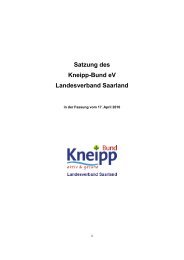 Satzung des Kneipp-Bund eV Landesverband Saarland
