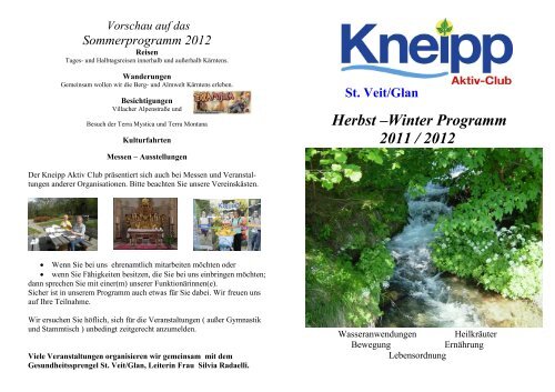 St. Veit/Glan Herbst âWinter Programm 2011 / 2012 - Kneippbund