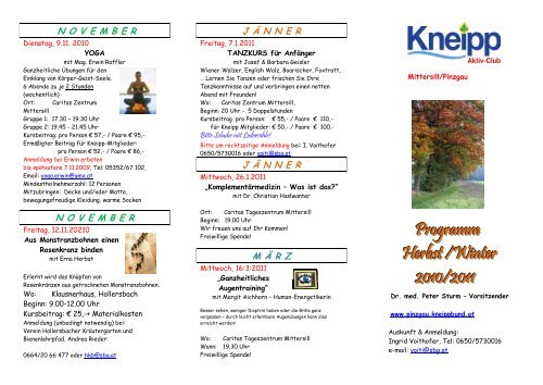 Programm Herbst/Winter 2010/2011 - Kneippbund