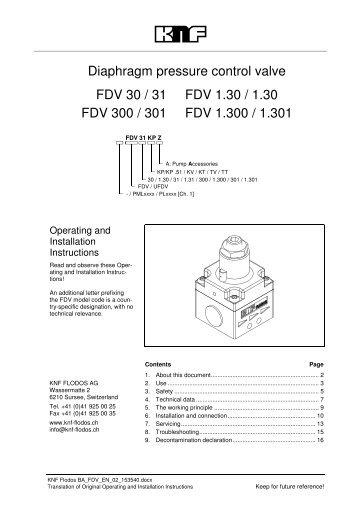 Diaphragm pressure control valve FDV 30 / 31 ... - KNF Neuberger