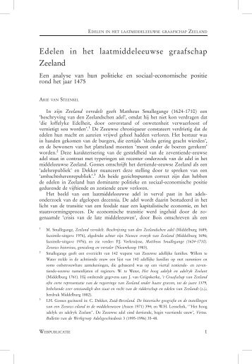Edelen in het laatmiddeleeuwse graafschap Zeeland. Een analyse ...