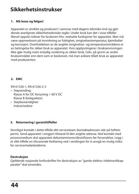 Stratos Pro 2405 Series: Safety Instructions - Knick