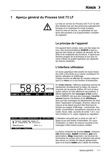 Mode d'emploi Process Unit 73 LF - Knick