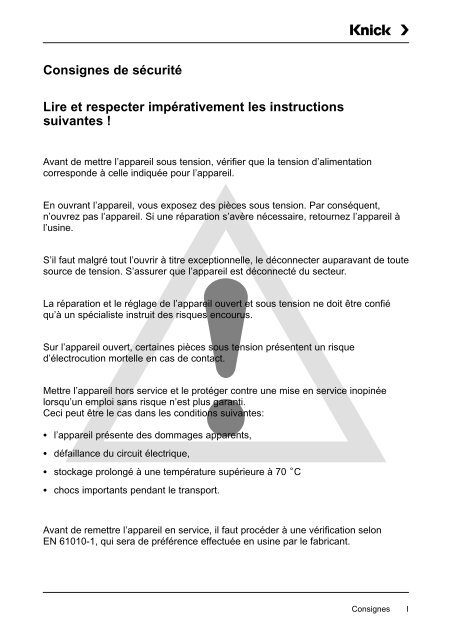 Mode d'emploi Process Unit 73 LF - Knick