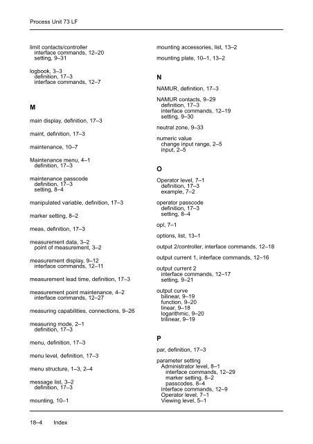 Process Unit 73 LF - Knick