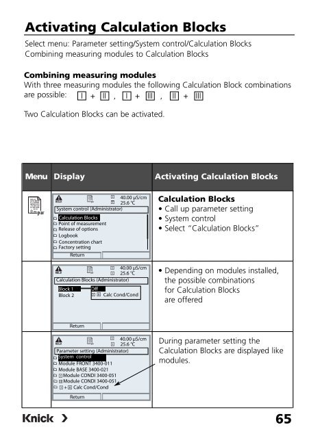 Parameter setting - Knick