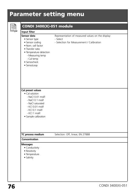 Parameter setting - Knick