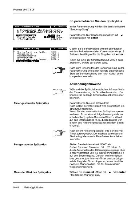 9 Die Meßmöglichkeiten der Process Unit 73 LF - Knick