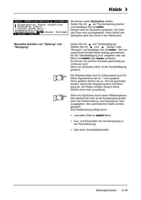 9 Die Meßmöglichkeiten der Process Unit 73 LF - Knick