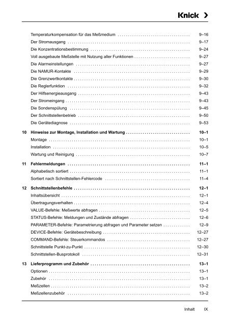 9 Die Meßmöglichkeiten der Process Unit 73 LF - Knick