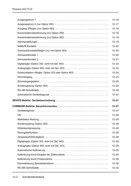 9 Die Meßmöglichkeiten der Process Unit 73 LF - Knick