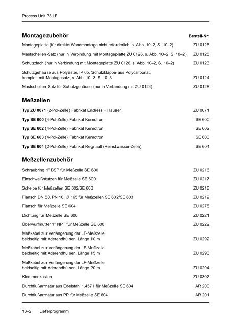 9 Die Meßmöglichkeiten der Process Unit 73 LF - Knick