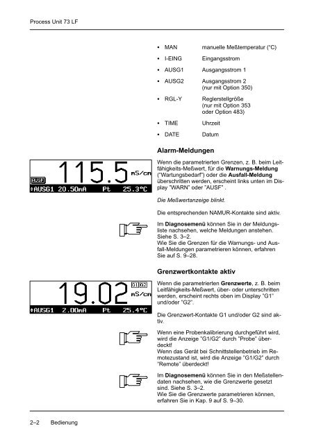 9 Die Meßmöglichkeiten der Process Unit 73 LF - Knick