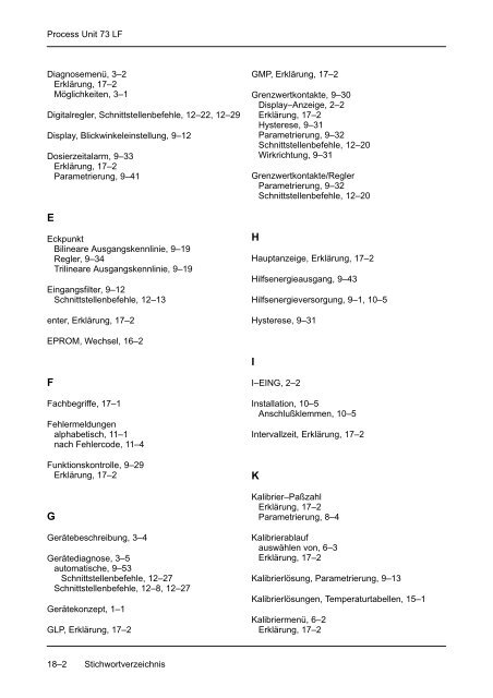 9 Die Meßmöglichkeiten der Process Unit 73 LF - Knick