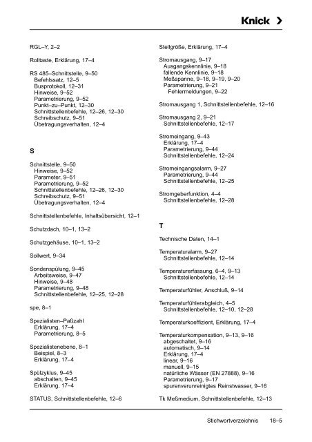 9 Die Meßmöglichkeiten der Process Unit 73 LF - Knick