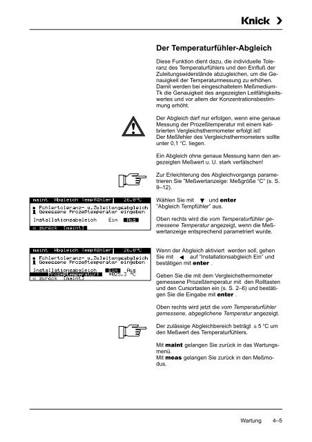 9 Die Meßmöglichkeiten der Process Unit 73 LF - Knick