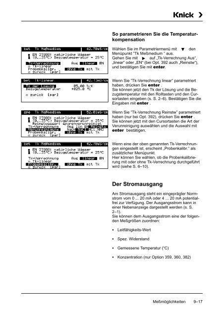 9 Die Meßmöglichkeiten der Process Unit 73 LF - Knick