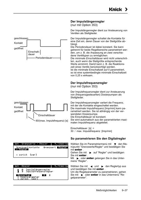 9 Die Meßmöglichkeiten der Process Unit 73 LF - Knick