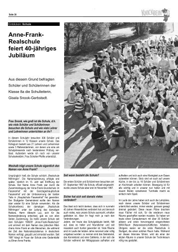 40 Jahre Anne-Frank-Realschule - Knickbein