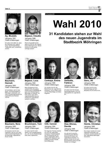 Alle Kandidaten der Jugendrats-Wahl 2010 - Knickbein