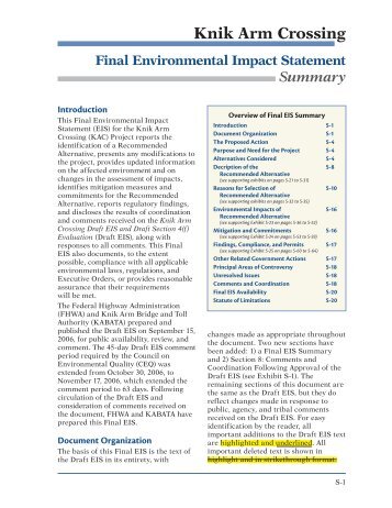 FEIS Summary - Knik Arm Bridge and Toll Authority