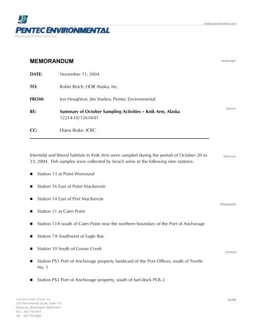 Marine Fish and Benthos Studies - Knik Arm Bridge and Toll Authority