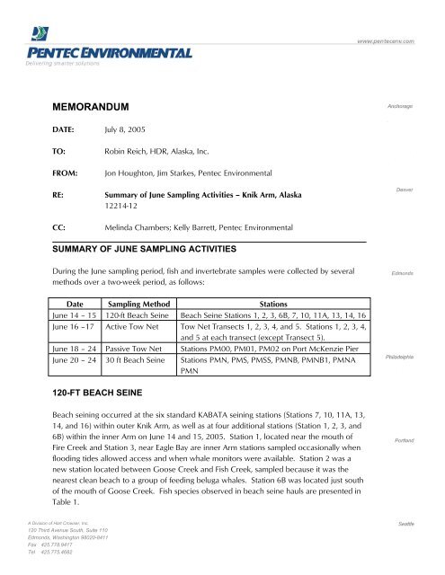 Marine Fish and Benthos Studies - Knik Arm Bridge and Toll Authority