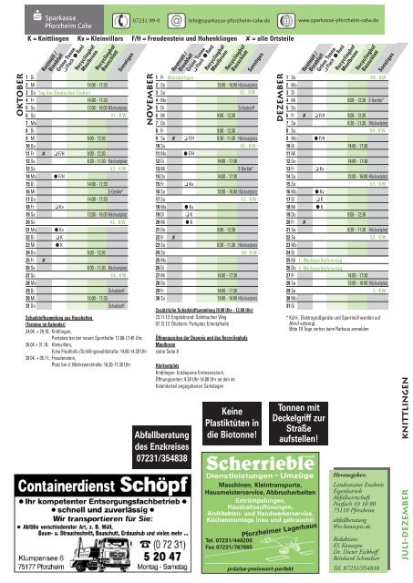 Abfuhrplan - Knittlingen