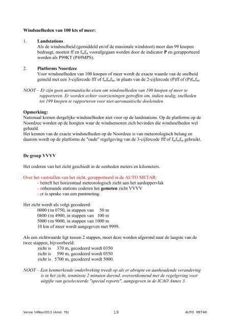 AUTO METAR code (nov 2013) - Knmi