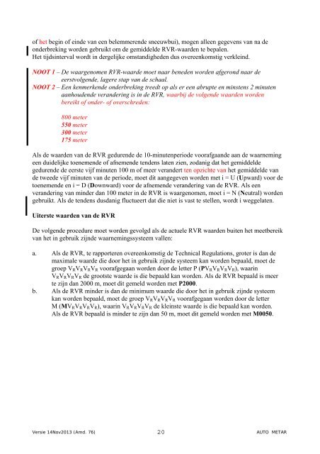 AUTO METAR code (nov 2013) - Knmi