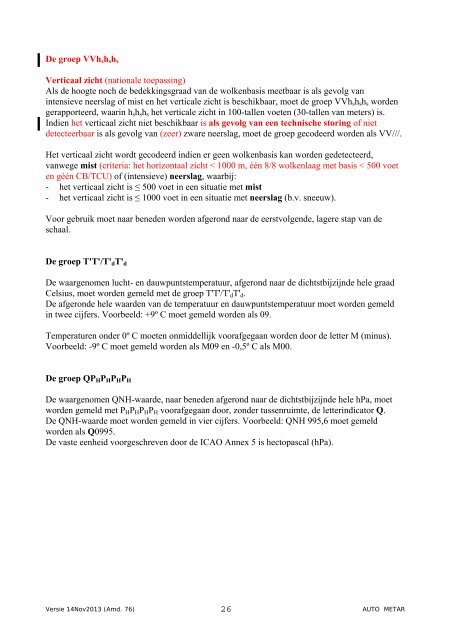 AUTO METAR code (nov 2013) - Knmi