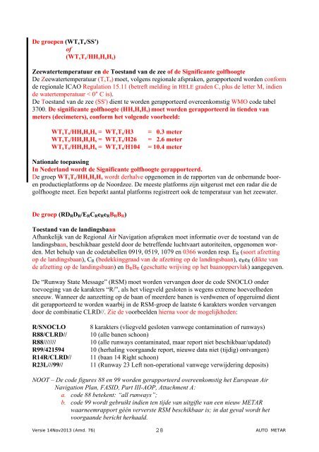 AUTO METAR code (nov 2013) - Knmi