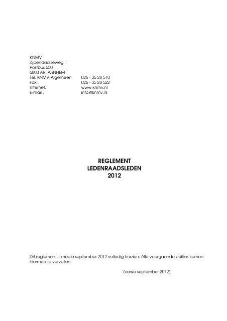 KNMV Reglement Ledenraadsleden 1-6-2012