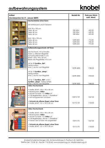 unsere aktuellen Sonderangebote - Knobel Schuleinrichtungen AG
