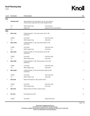 Bill of Materials (PDF) - Knoll