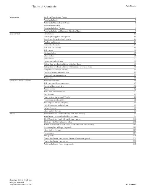 Price List July 2012 - Knoll