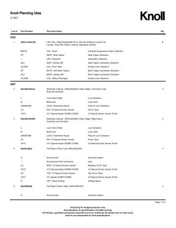 Bill of Materials (PDF) - Knoll