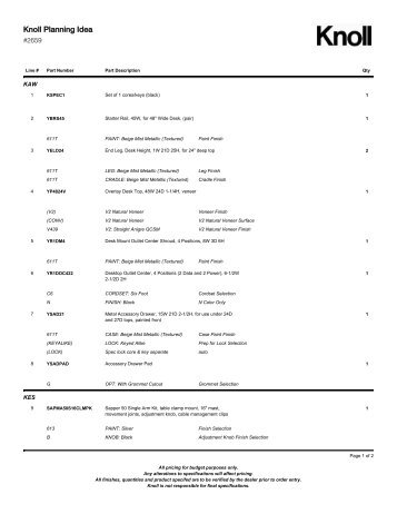 Bill of Materials PDF - Knoll