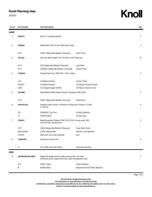 Bill of Materials PDF - Knoll