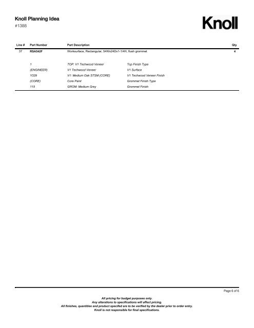 Bill of Materials (PDF) - Knoll