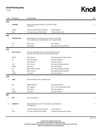 Bill of Materials PDF - Knoll