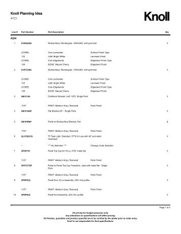 Bill of Materials (PDF) - Knoll