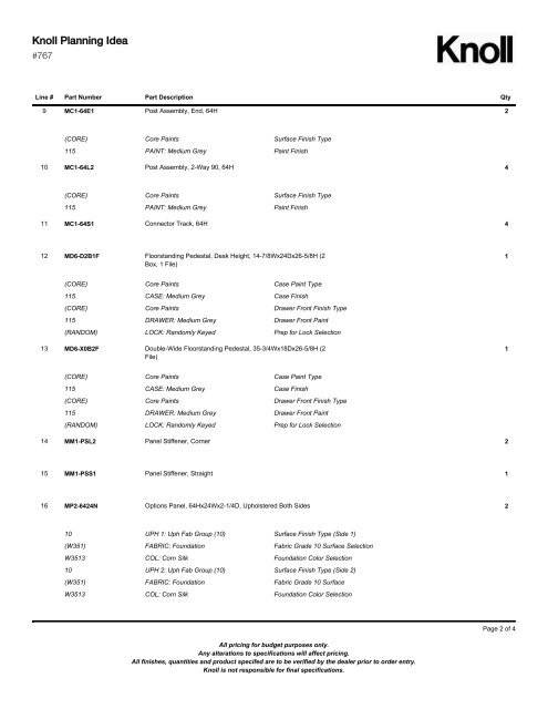 Bill of Materials PDF - Knoll