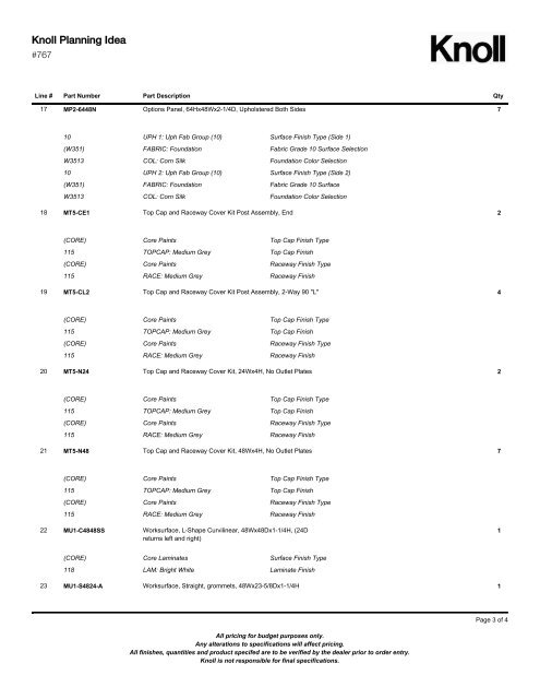 Bill of Materials PDF - Knoll