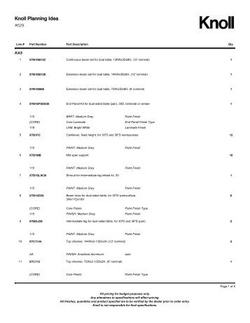 Bill of Materials (PDF) - Knoll