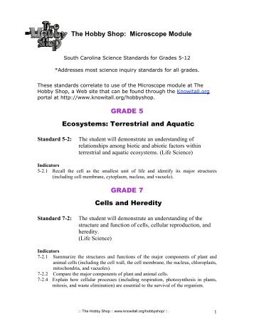 The Hobby Shop: Microscope Module GRADE 5 ... - Knowitall.org