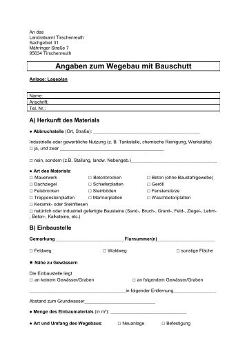 Angaben zum Wegebau mit Bauschutt