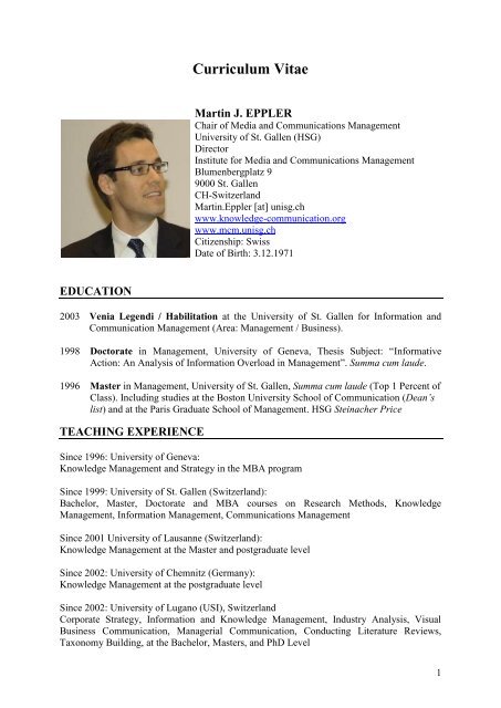 Curriculum Vitae - Knowledge Communication
