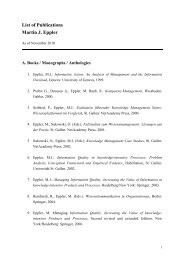 List of Publications Martin J. Eppler - Knowledge Communication